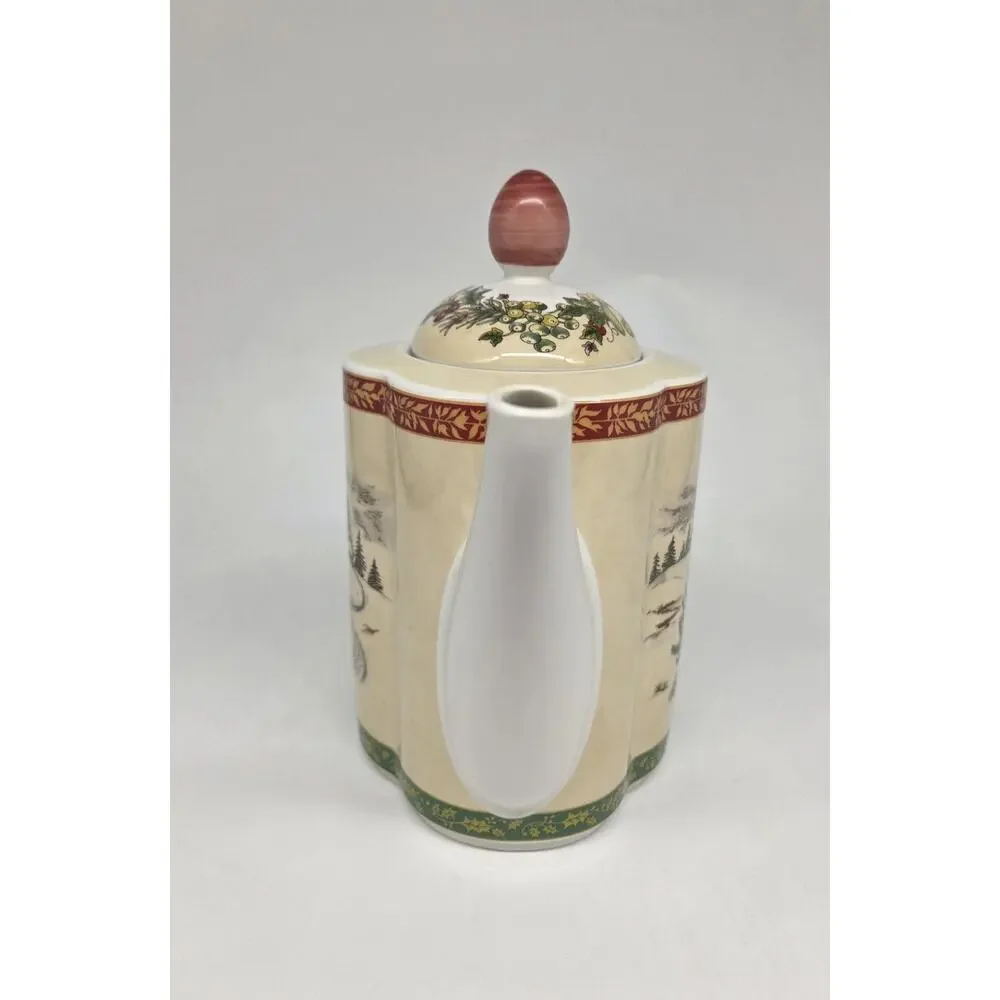Vintage Villeroy & Boch Festive Memories Coffee Pot‎ w/Lid Christmas China Rare